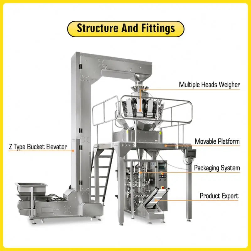 Multifunctional Bean Grain Nut Food Weighing Potato Rice 1Kg 2Kg 5 Kilo Sunflower Seeds Packing Chips Packaging Machine