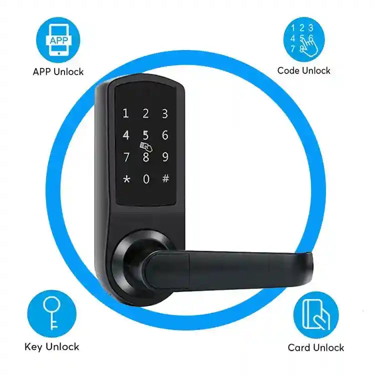 Smart Door Lock with App and Anti-Peep Alarm - Black Tidesmit Tidesmit