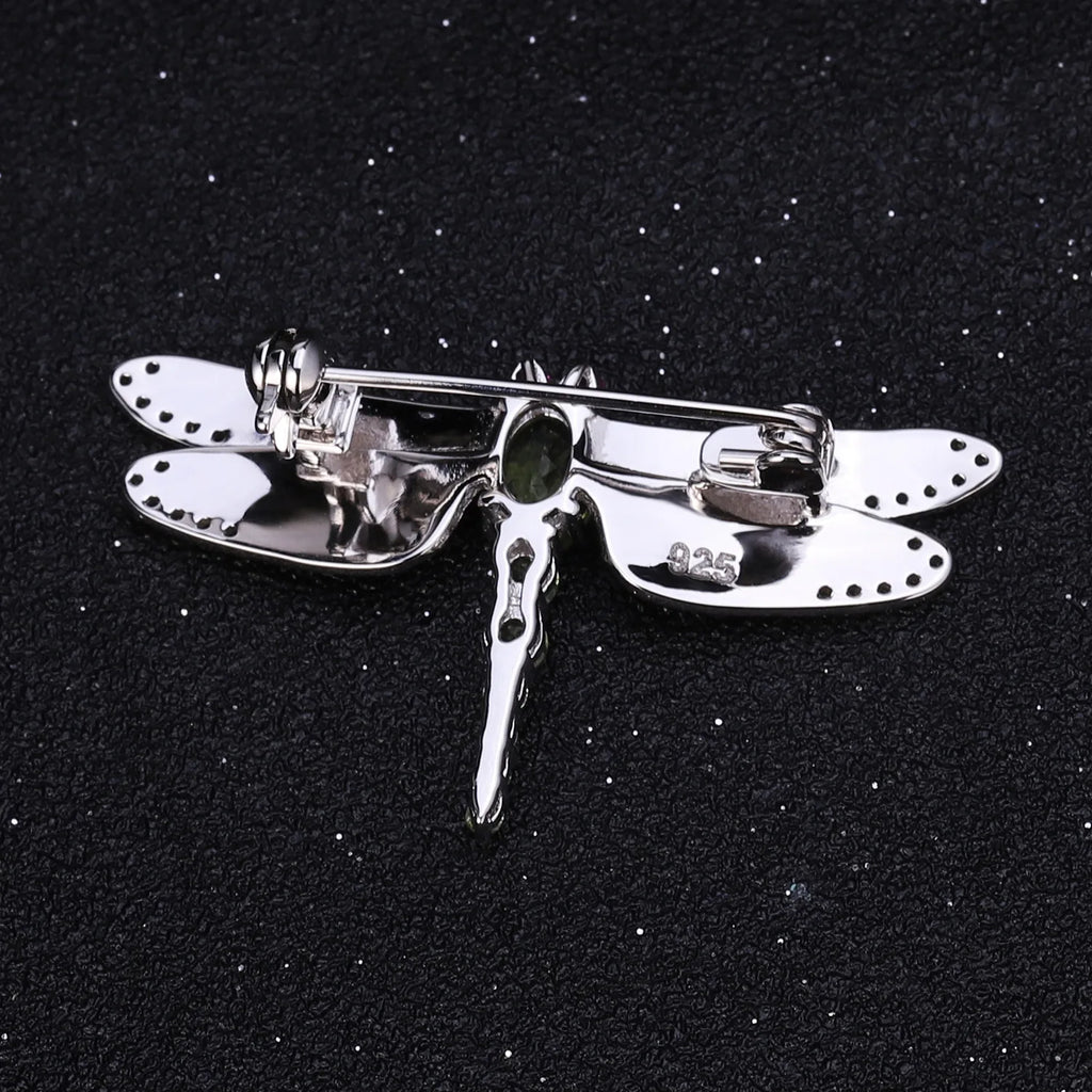 TIANSHE New Chinese Style Vintage Original Natural Gemstone Dragonfly Brooch High-end S925 Pure Silver Suits Accessories Gift