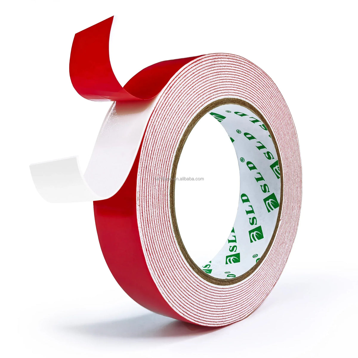 Red double-sided foam mounting tape roll, double adhesive with PE protective film