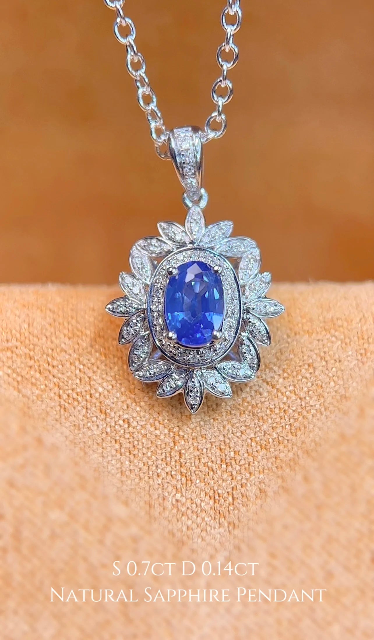 Lanphear Factory 18K White Gold Luxury Jewelry Fashion Chains Natural Diamond Pendant for Women Natural Sapphire Fine Necklaces