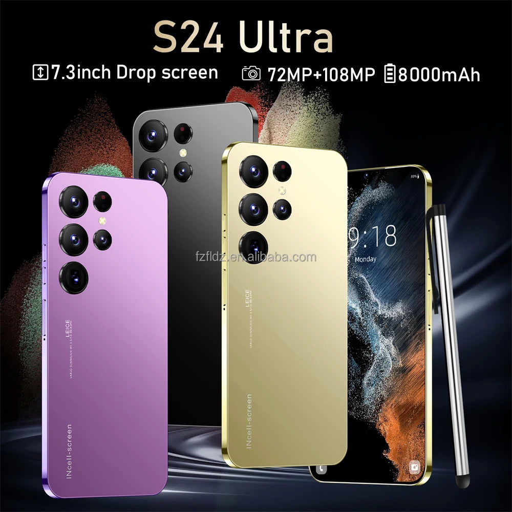 Hot Sale S24 Ultra 5G Smartphone 16GB+1TB 7.3 Inch HD Screen Android 13 Dual Card Unlocked High Quality Mobile Phone