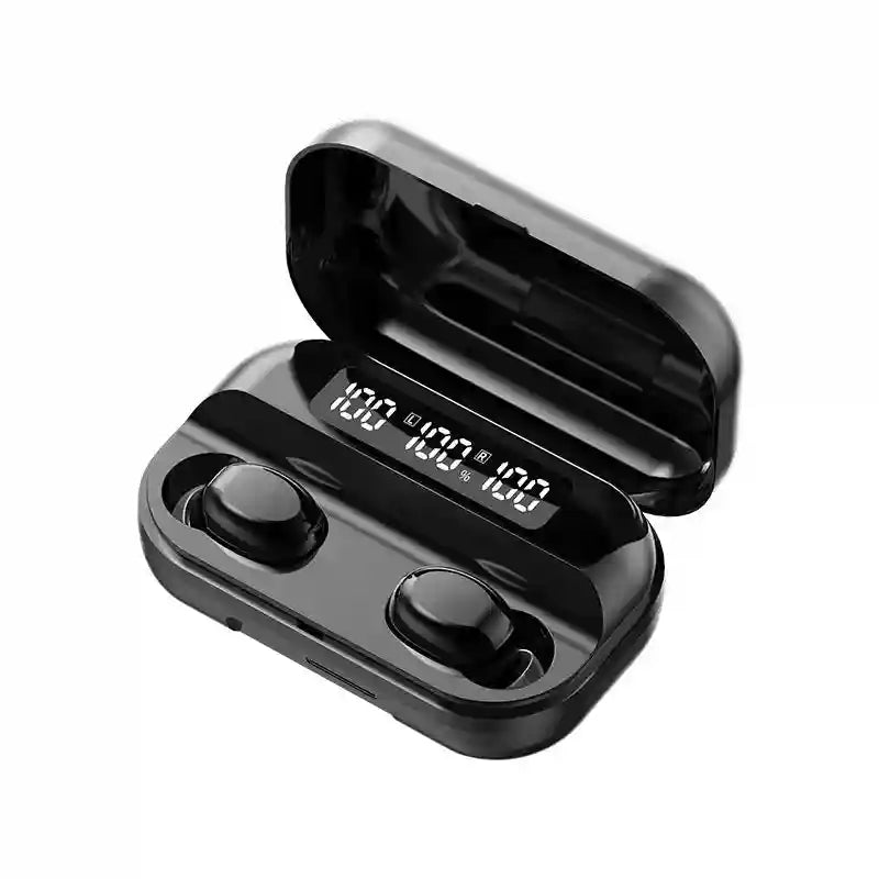 Wireless Sports Earbuds With LED Display - Tidesmit Audio Black Tidesmit