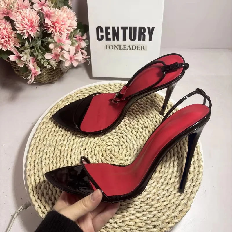 10CM 12CM New Fashion Designer Red Insole Bottom Talons Pour Dames Sexy Stiletto Thin Trendy Shoes High Sandal Heels for Women