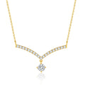 High Quality Women's Fashion Jewelry Luxury Shiny 18K Gold Pendant Necklace Lab Grown Diamond Single Round Clavicle Necklace