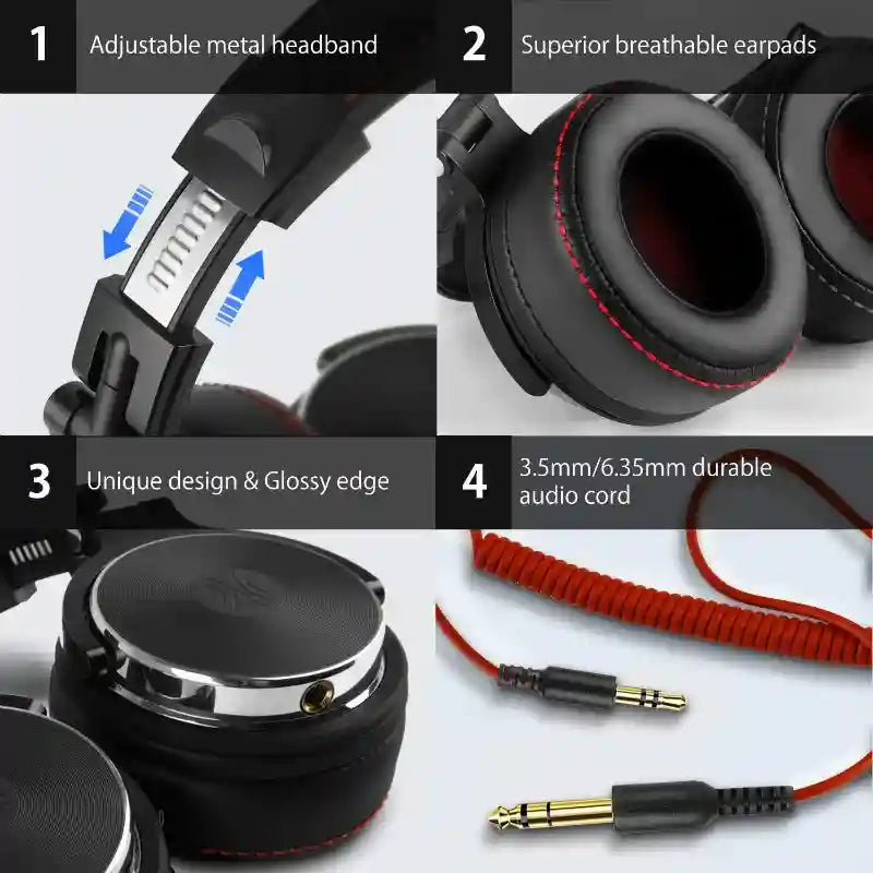 Studio Monitor Headphones with 50mm Drivers | Wired Over-Ear Audio Tidesmit