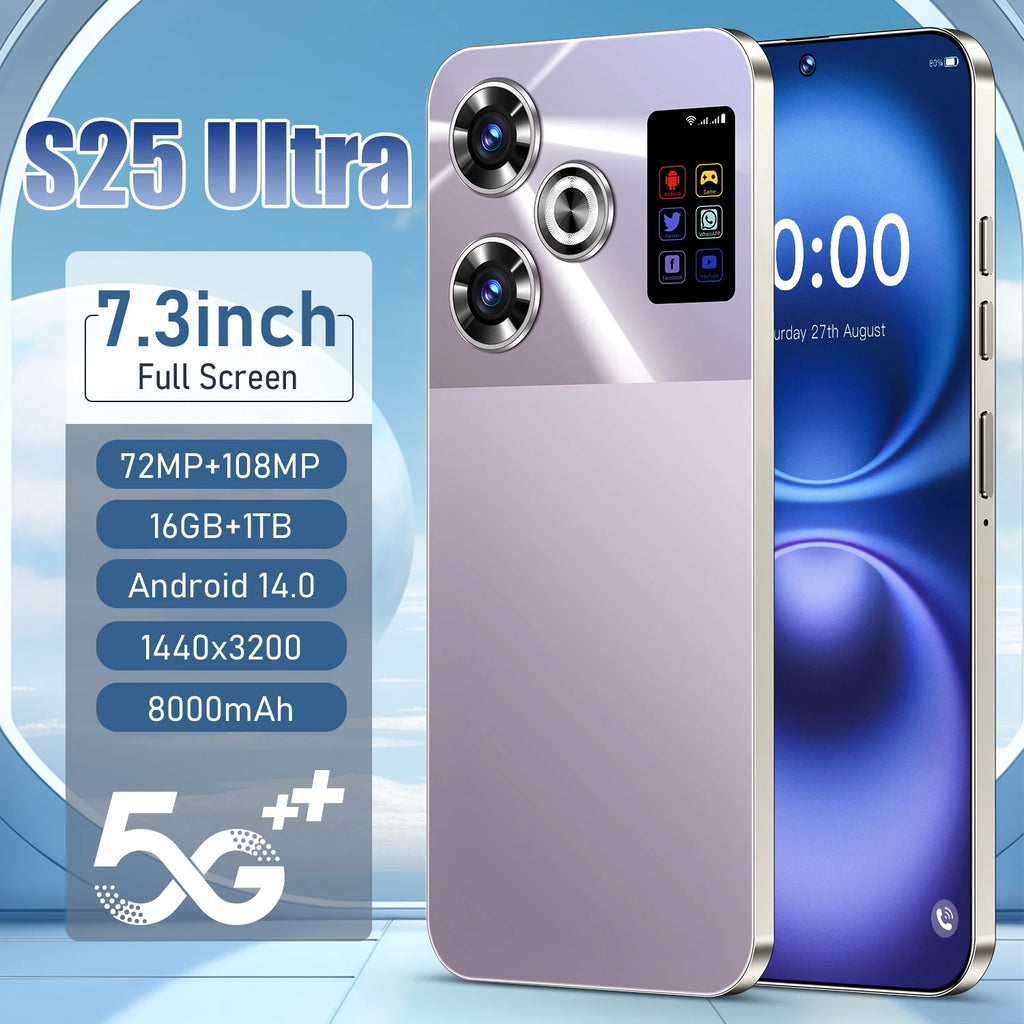 S25 Ultra 5G Smartphone - 1TB Storage, 108MP Camera, 7.3-inch Display Tidesmit