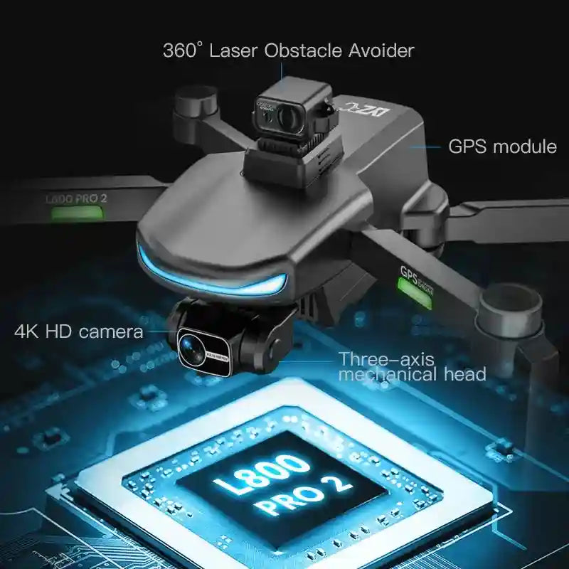 4K GPS Drone with 3-Axis Gimbal - L800pro2 Foldable Camera Drone Tidesmit