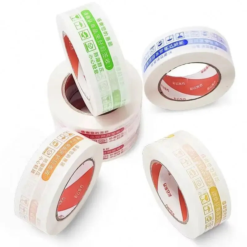 White carton sealing tape rolls, single-sided adhesive, packaged in multiple sizes