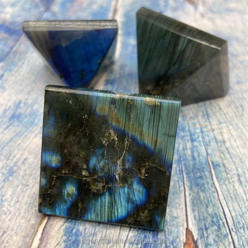 Wholesale Natural Healing Flash Labradorite Pyramid Blue Crystal Egypt Pyramid Paperweight for Decoration and Gifts