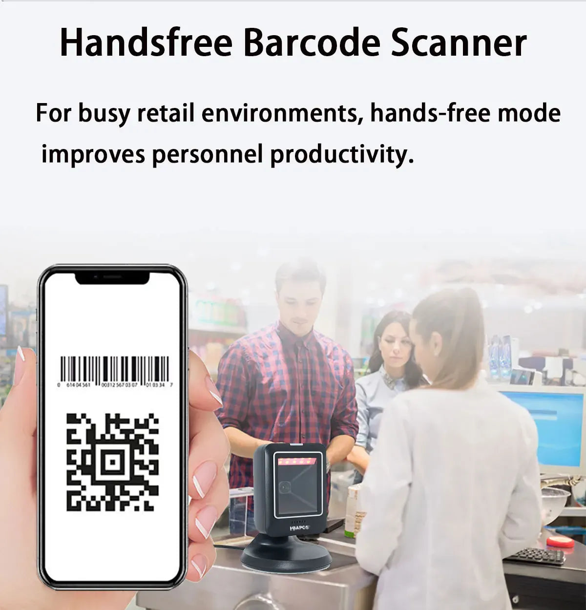 Barcode Scanner 2D All-Round Desktop Automatic Sensing Data Matrix Reader Supermarket USB Barcode Reader 1D 2D QR Code