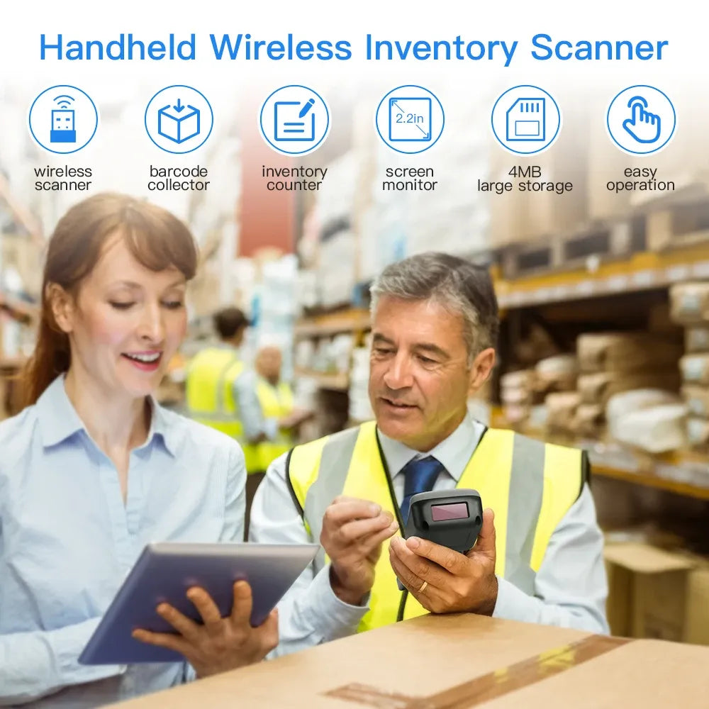 Eyoyo 1D Wireless Barcode Scanner Handheld Data Collector Inventory Counter Scanner Portable Bar Code Reader For Warehouse