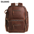 Premium Men's Crazy Horse Leather Backpack Large Capacity Business Casual Style with Fashion Accessory Shoulder Straps