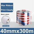 40mmx300m wax thermal transfer ribbon roll, 25mm core