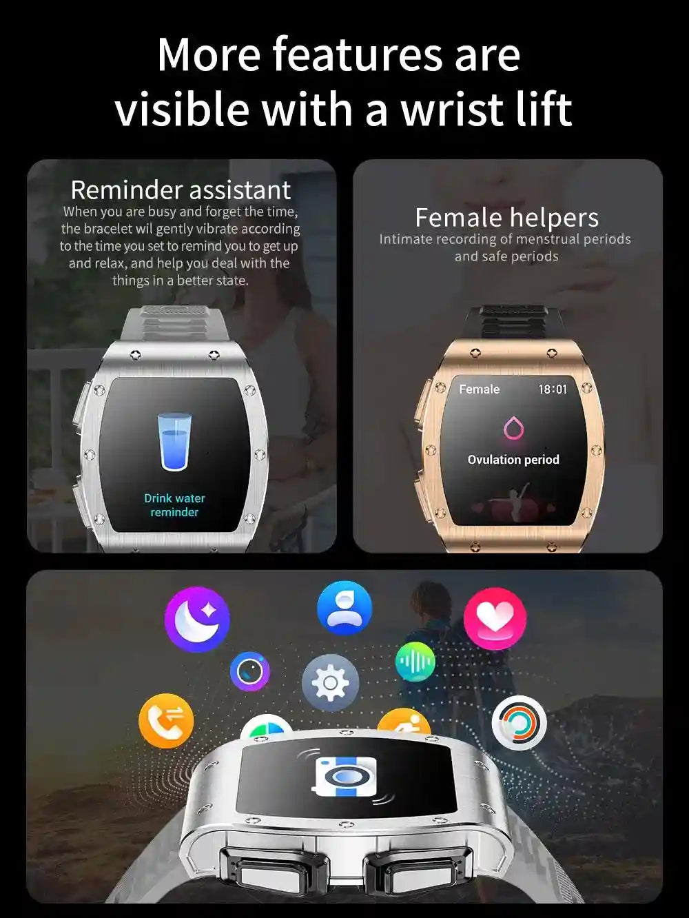 Tidesmit JM09 Smartwatch With Wireless Earbuds - IP67 Waterproof Fitness Tracker Tidesmit
