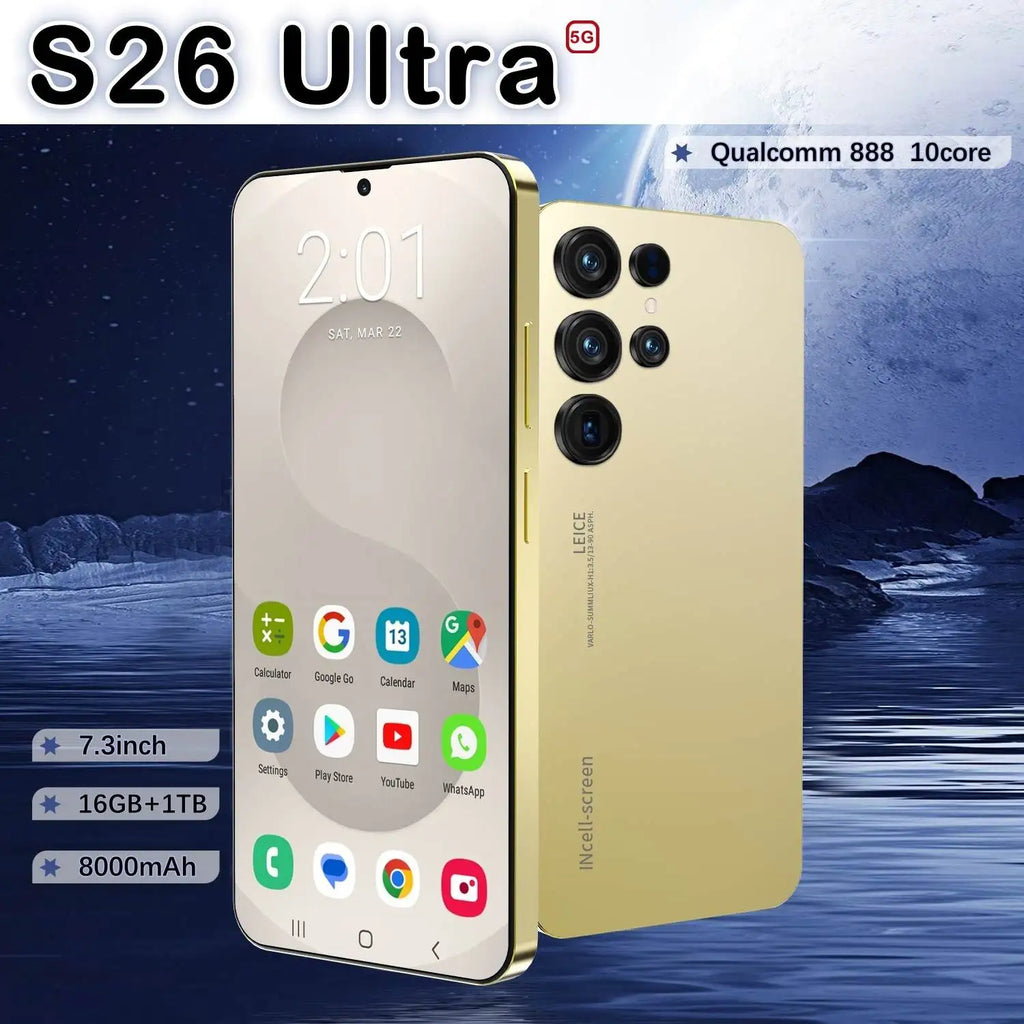 S26 Ultra Android 15 gaming smartphone with 16GB RAM, 1TB storage, 7.3-inch HD screen, and 108MP camera, 5th image