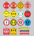 Numbered social distancing floor decal sticker sheet with 'stand here' and 'stay safe' text