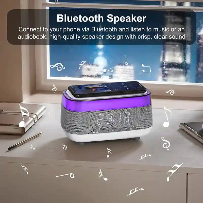 15W Wireless Charger Alarm Clock with RGB LED - Qi Certified Tidesmit