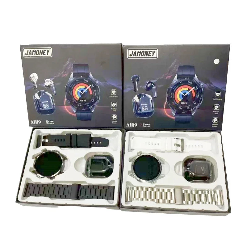 AH19 Smartwatch with Integrated Earbuds & Heart Rate Monitor - Silver My Store