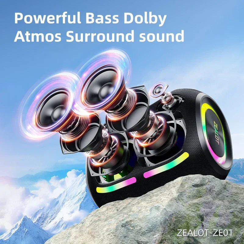 ZEALOT ZE01 120W Wireless Speakers with Subwoofer, IPX6 Waterproof RGB Light, Deep Bass, TWS/TF/AUX/EQ Outdoor for Party Beach My Store