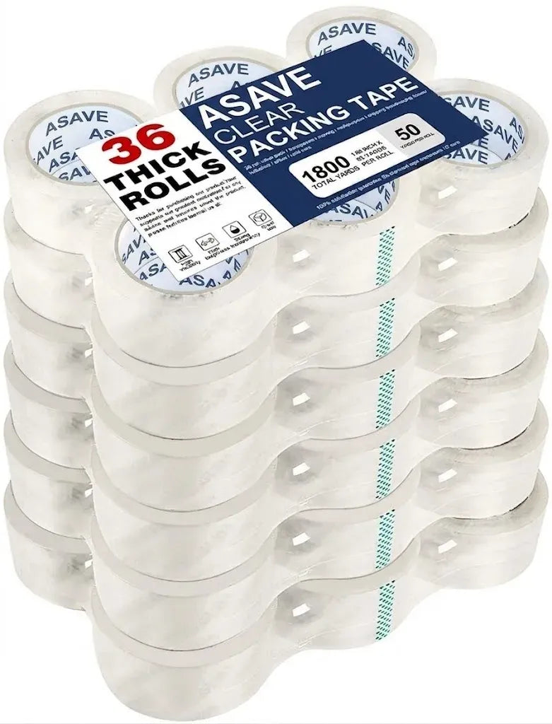 Strong Adhesive BOPP Packing Tape 36 Rolls - Premium Grade Tape for Warehouse Moving Storage