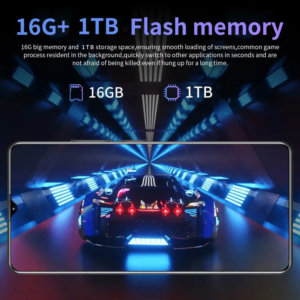 5G Smartphone 16GB RAM 1TB Storage 7.3 Inch AMOLED Display Blue Tidesmit