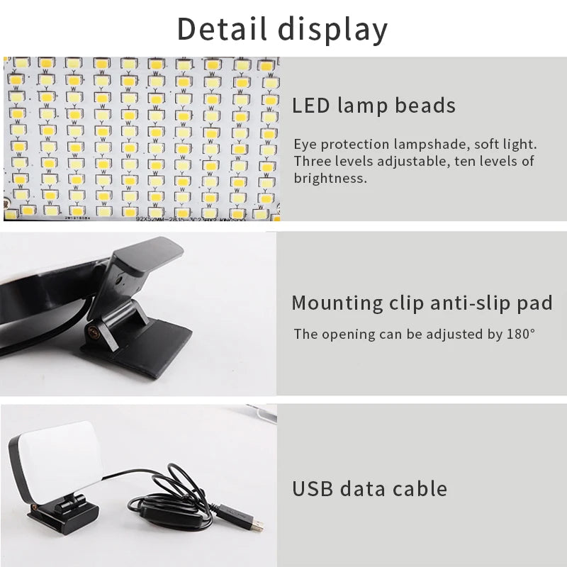 Video Conference Ring Light with Clip - Adjustable LED Lighting Tidesmit