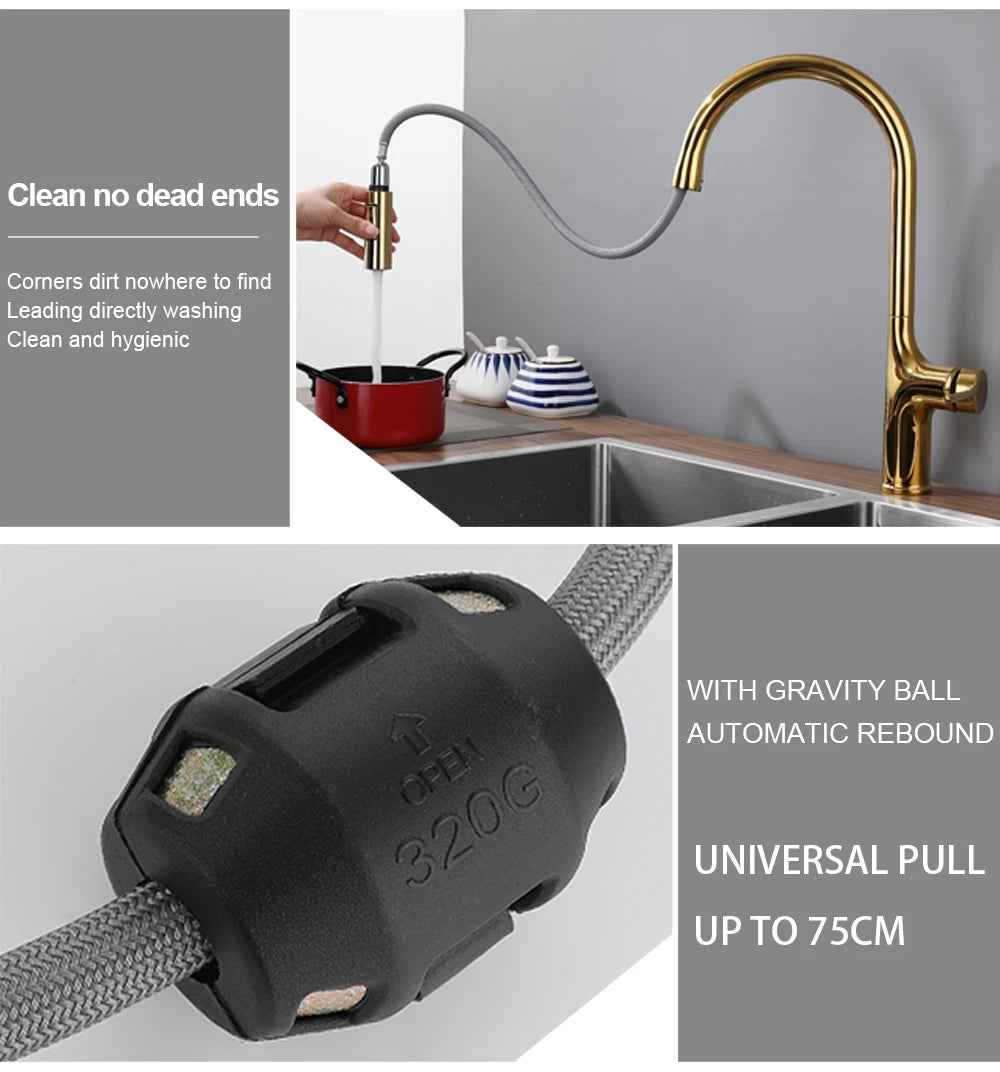 Bagnolux Titanium Black Brushed Deck Mounted Kitchen Faucet Two Function Single Handle Pull Out Mixer Hot and Cold Water Taps
