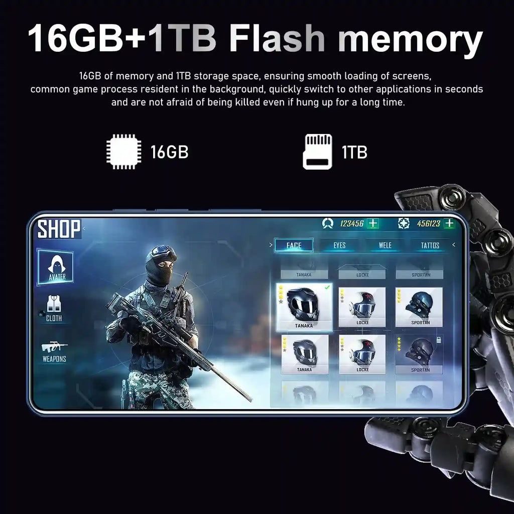 Tidesmit 5G Smartphone 1TB 16GB RAM Unlocked Dual SIM Mobile Tidesmit