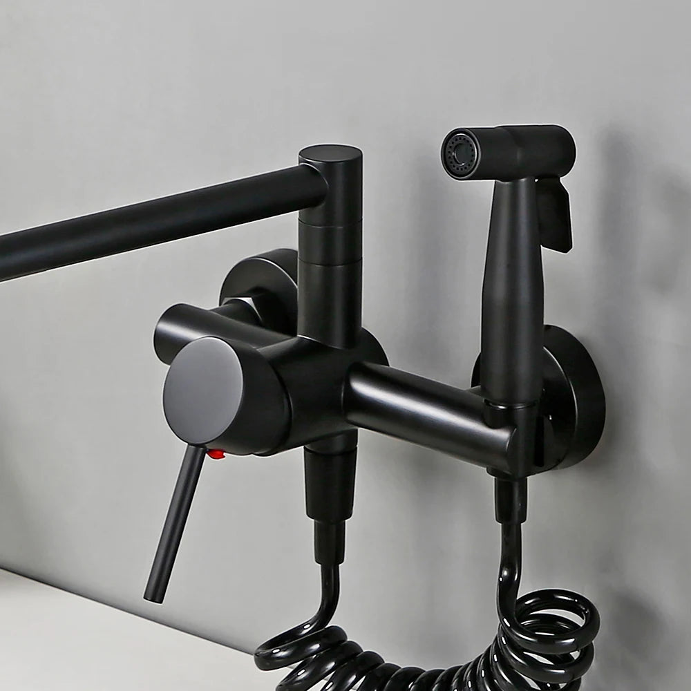 Wholesale Black Hot Sale Hot and Cold Pull Out Kitchen Mixer Tap Pot Filler Faucet Synchronize Airbrush Kitchen Faucet