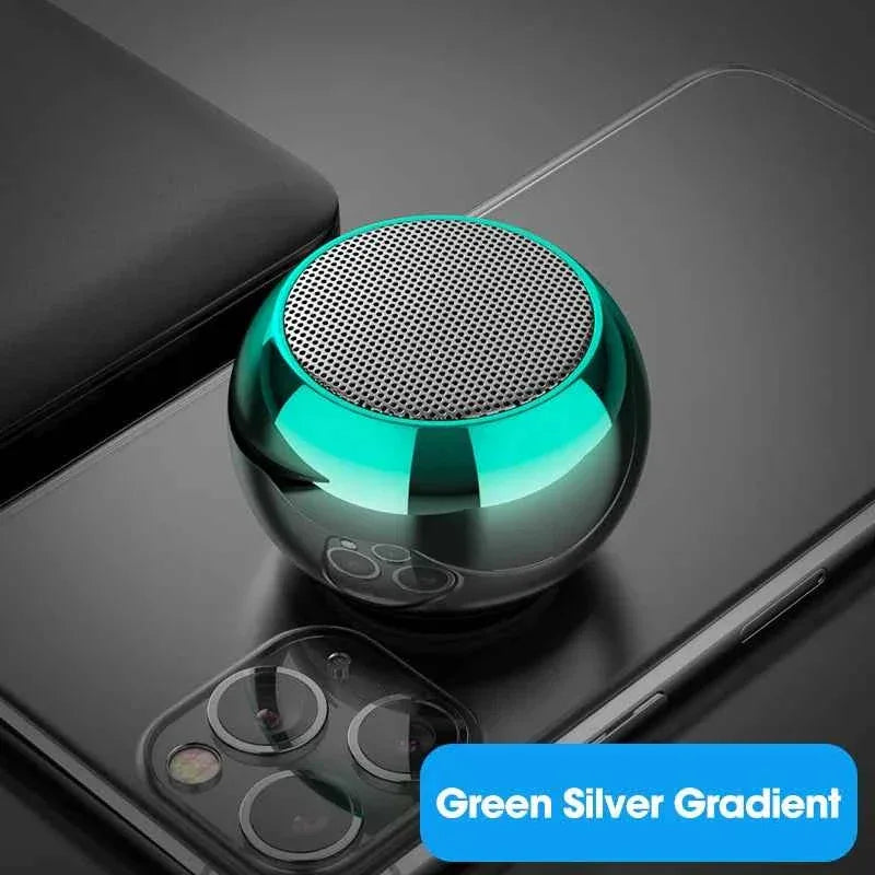 Portable Bluetooth Speaker with 360 Sound and Bass Boost Green-silver gradient My Store