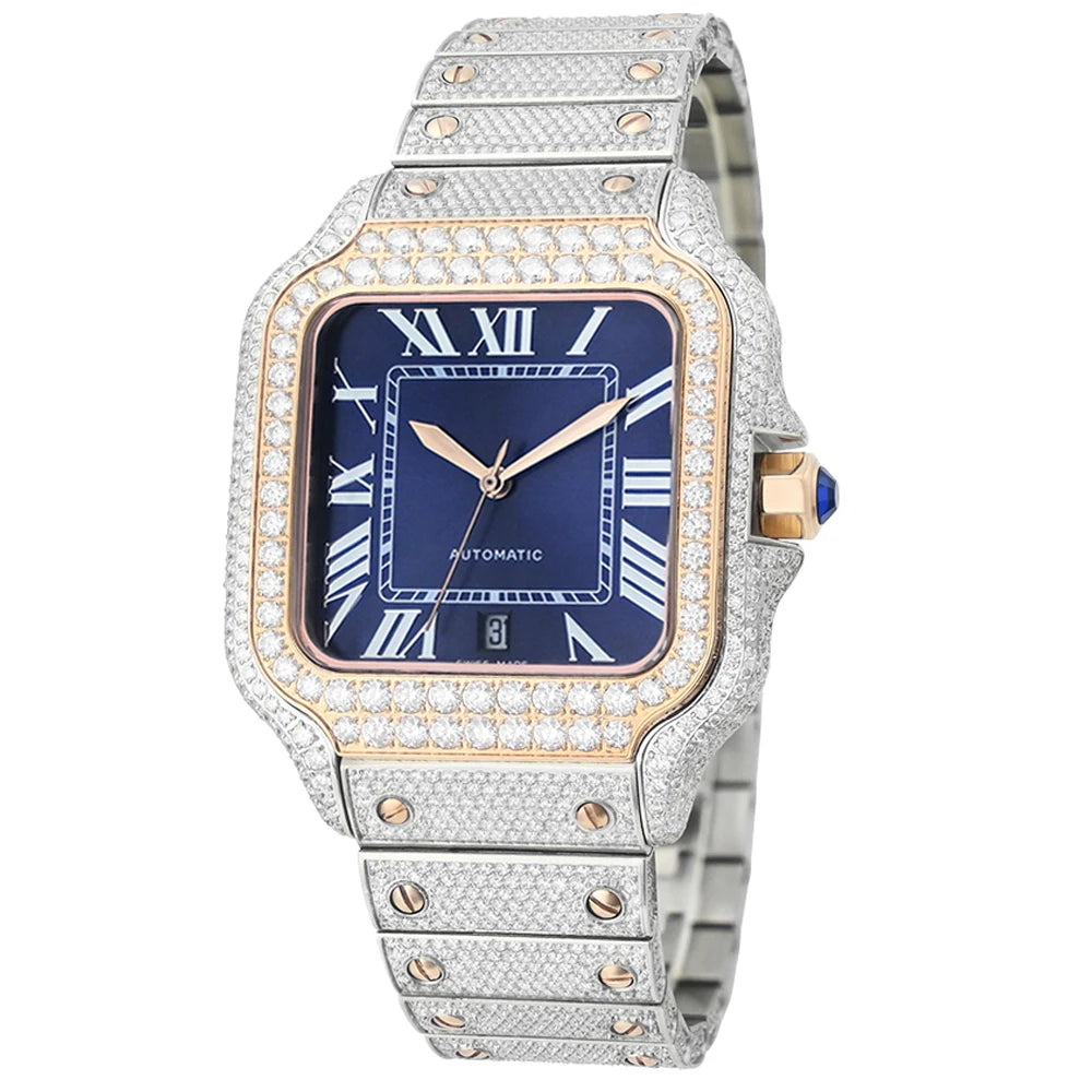 Reloj Full Diamond Jewelry Hip Hop Iced Out Automatic Watches Gold Luxury Men Mechanical VVS Moissanite Watch