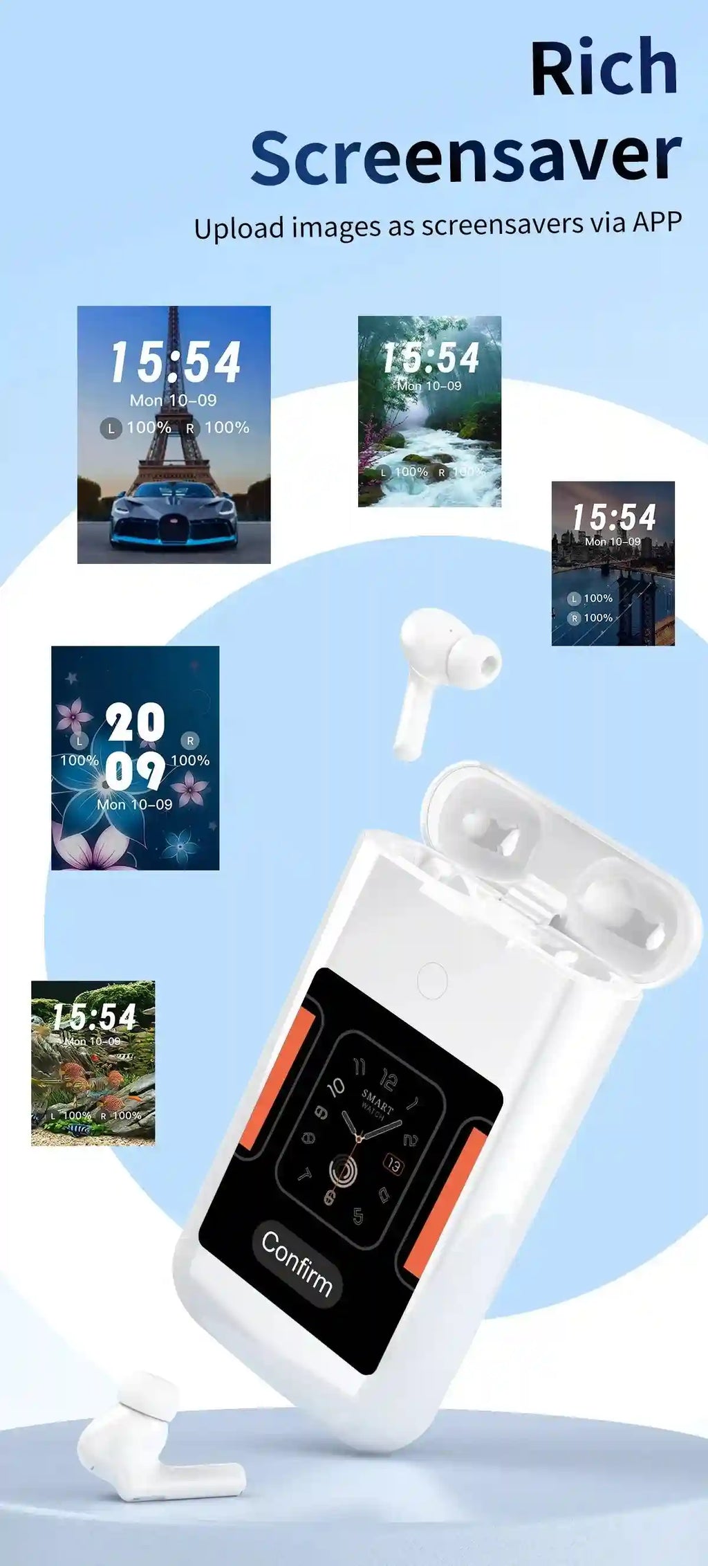 Tidesmit Wireless Earbuds with 8000mAh Power Bank and Flashlight A98 Tidesmit