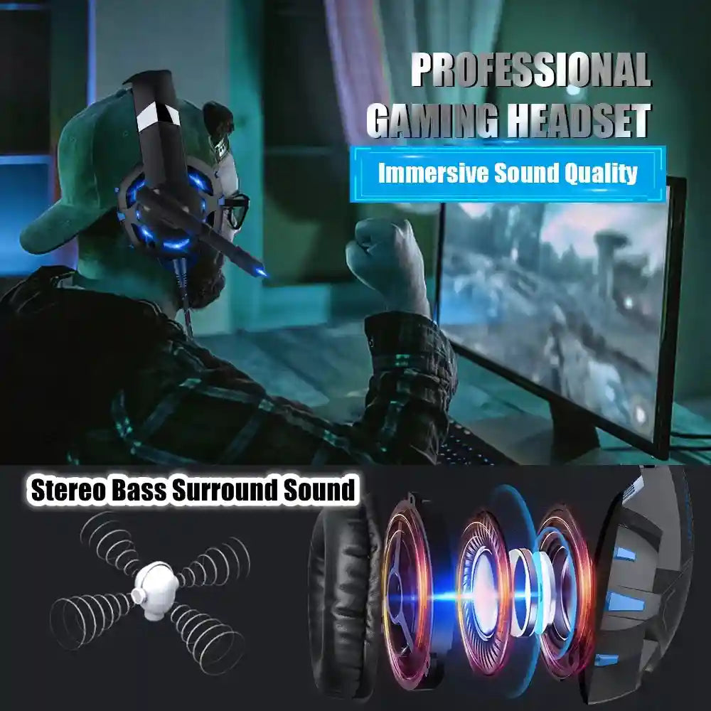 Wired Gaming Headphones with Mic - Over-Ear Noise-Cancelling Headset Tidesmit