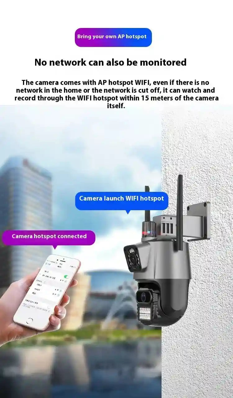 4K Dual Lens WiFi Security Camera | 6MP Smart Home Outdoor PTZ Tidesmit