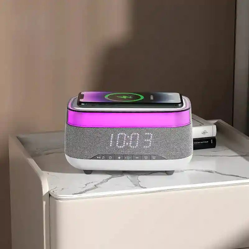 15W Wireless Charger Alarm Clock with RGB LED - Qi Certified Tidesmit