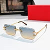 High End Luxury Diamond UV400 Comfortable Sunglasses Unisex Rimless Frameless Trendy Designer Brand
