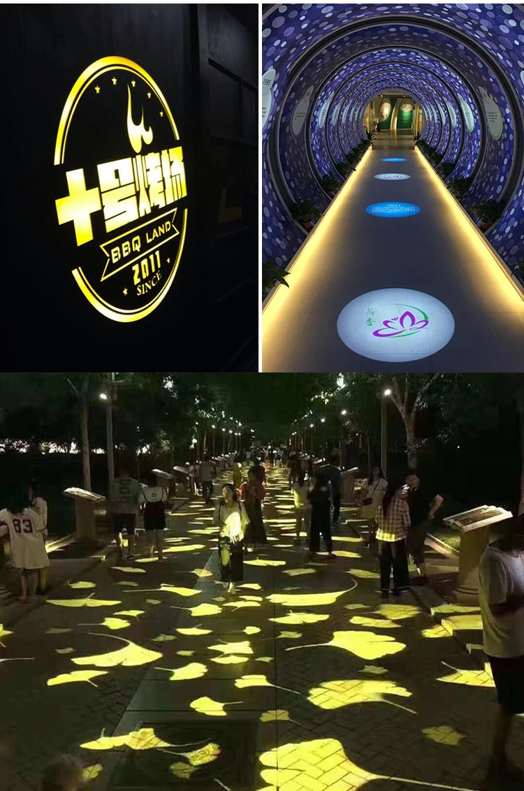 LED Logo Projection Custom Advertising Notice, Restaurant Welcome Image Sign, Caution Rotary Light Gobo Projector for Outdoor