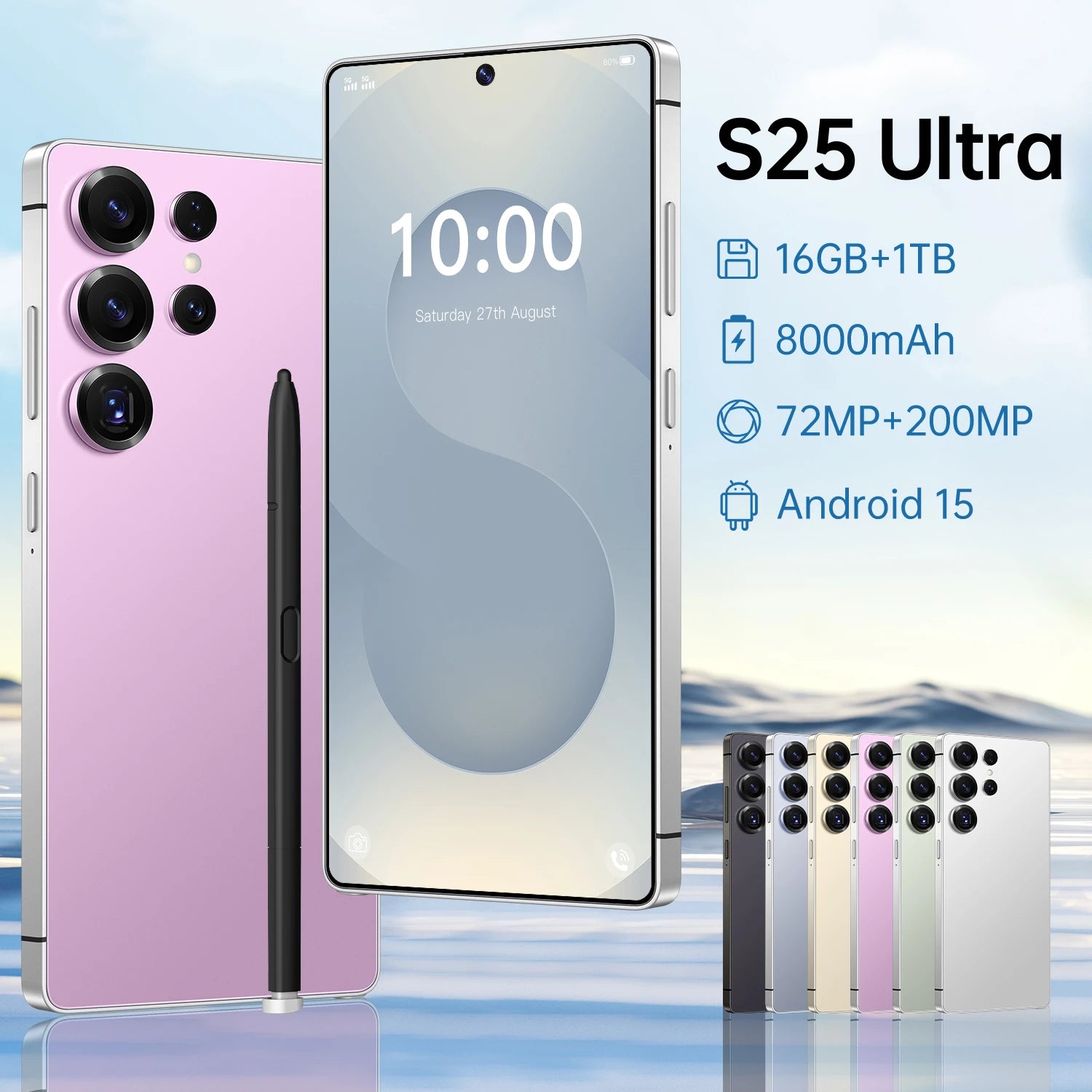 S25 Ultra 5G Smartphone 16GB RAM 1TB Storage AMOLED Display Pink 16g 1TB Tidesmit