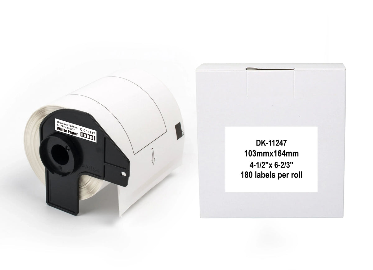 Thermal label roll with holder, DK-11247; 180 labels per roll