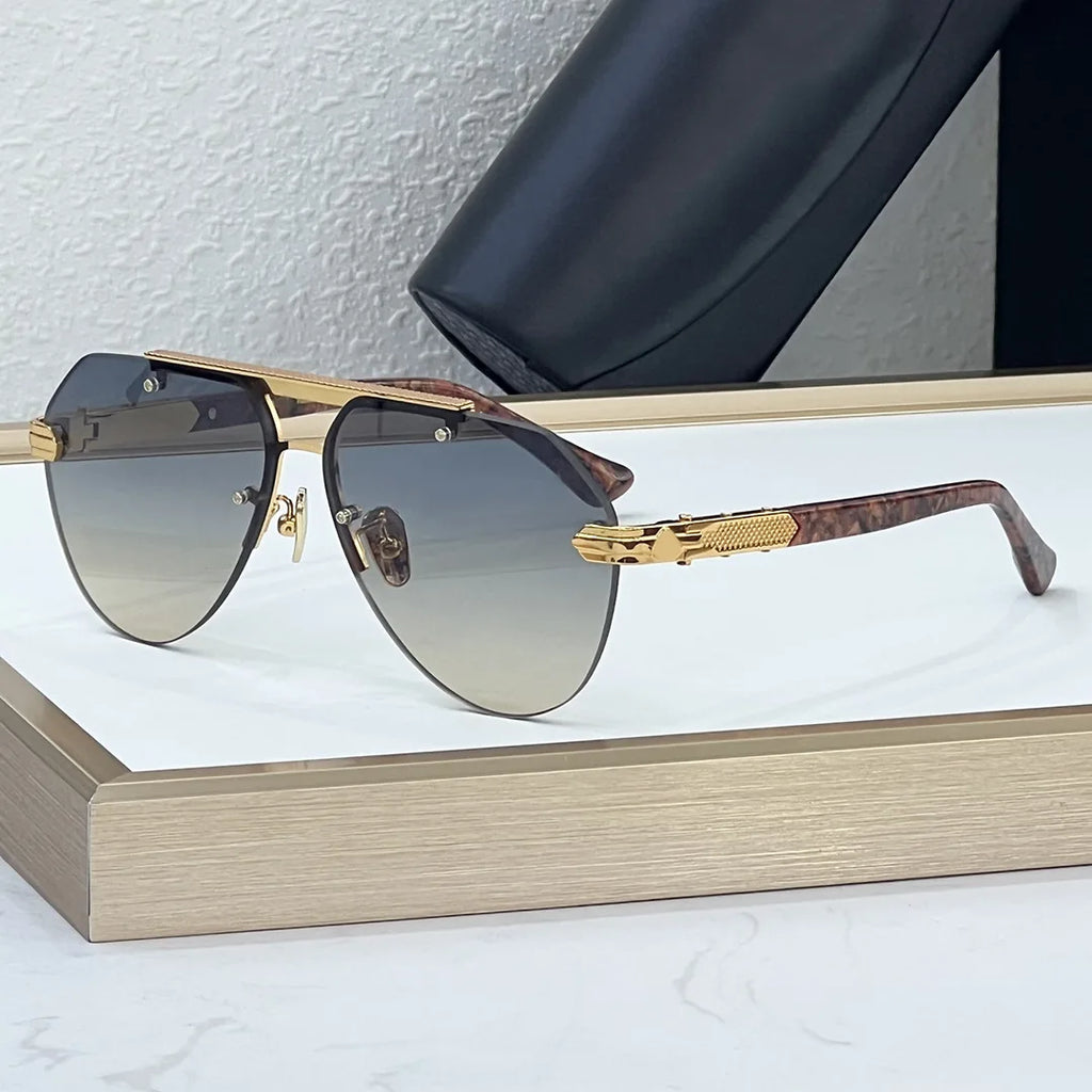 BIZSTER Luxury Frameless Fashion Toad Shaped Sunglasses UV400 Optical Casual Unisex Outdoor Use Model 6024