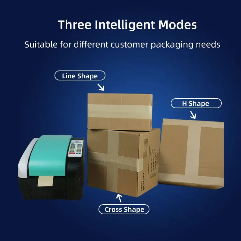 Teal tape dispenser sealing shipping cartons with different tape paths