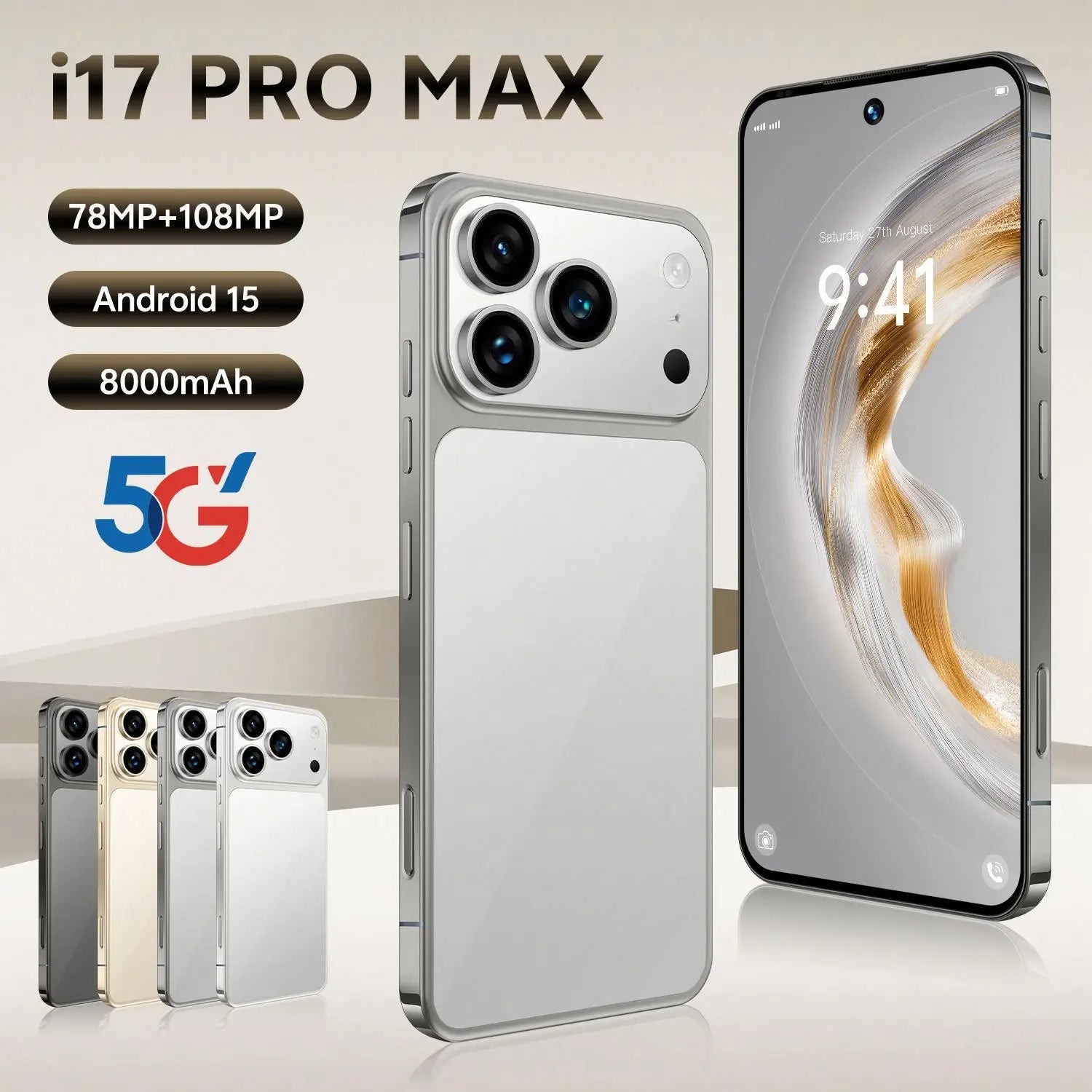 17 Pro Max 5G Smartphone 7.3-inch 16GB RAM 1TB Storage Unlocked Tidesmit