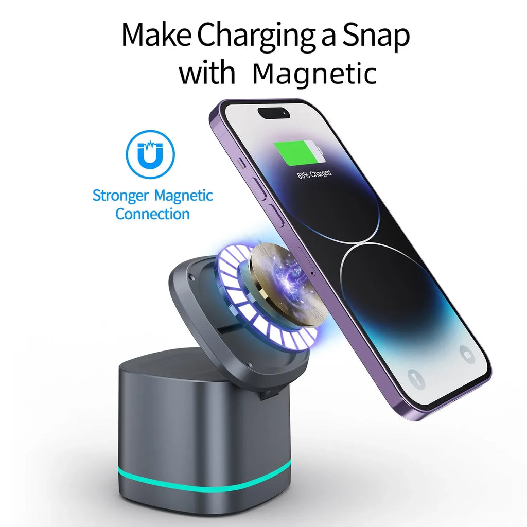 3-in-1 Foldable Wireless Charger - 15W Magnetic Fast Charging Station Tidesmit
