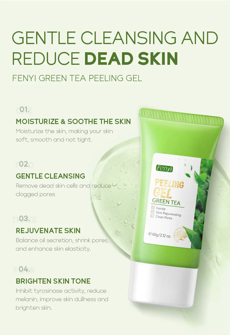 Facial Exfoliating Peeling Gel | Deep Pore Cleansing with Green Tea Scrubs Treatments Tidesmit