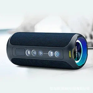 Portable Bluetooth Speaker with RGB LED and TWS Subwoofer - Black Blue My Store