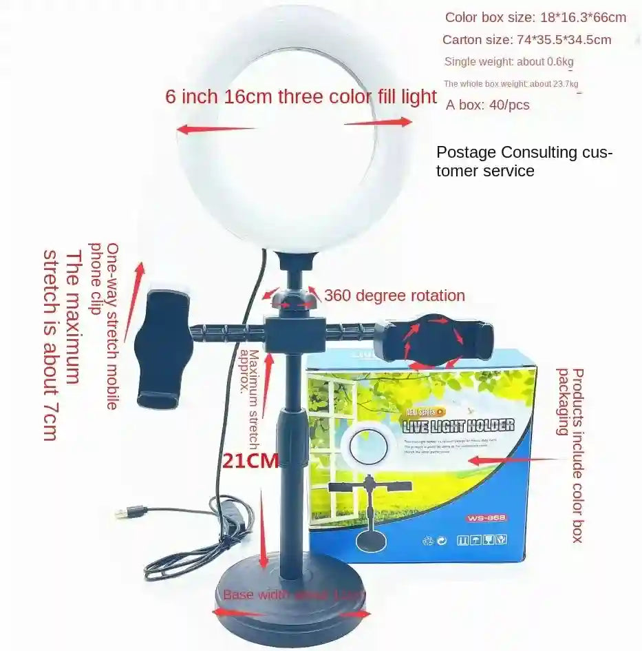 6-Inch LED Ring Light With Phone Stand - Adjustable Desktop Lighting Tidesmit