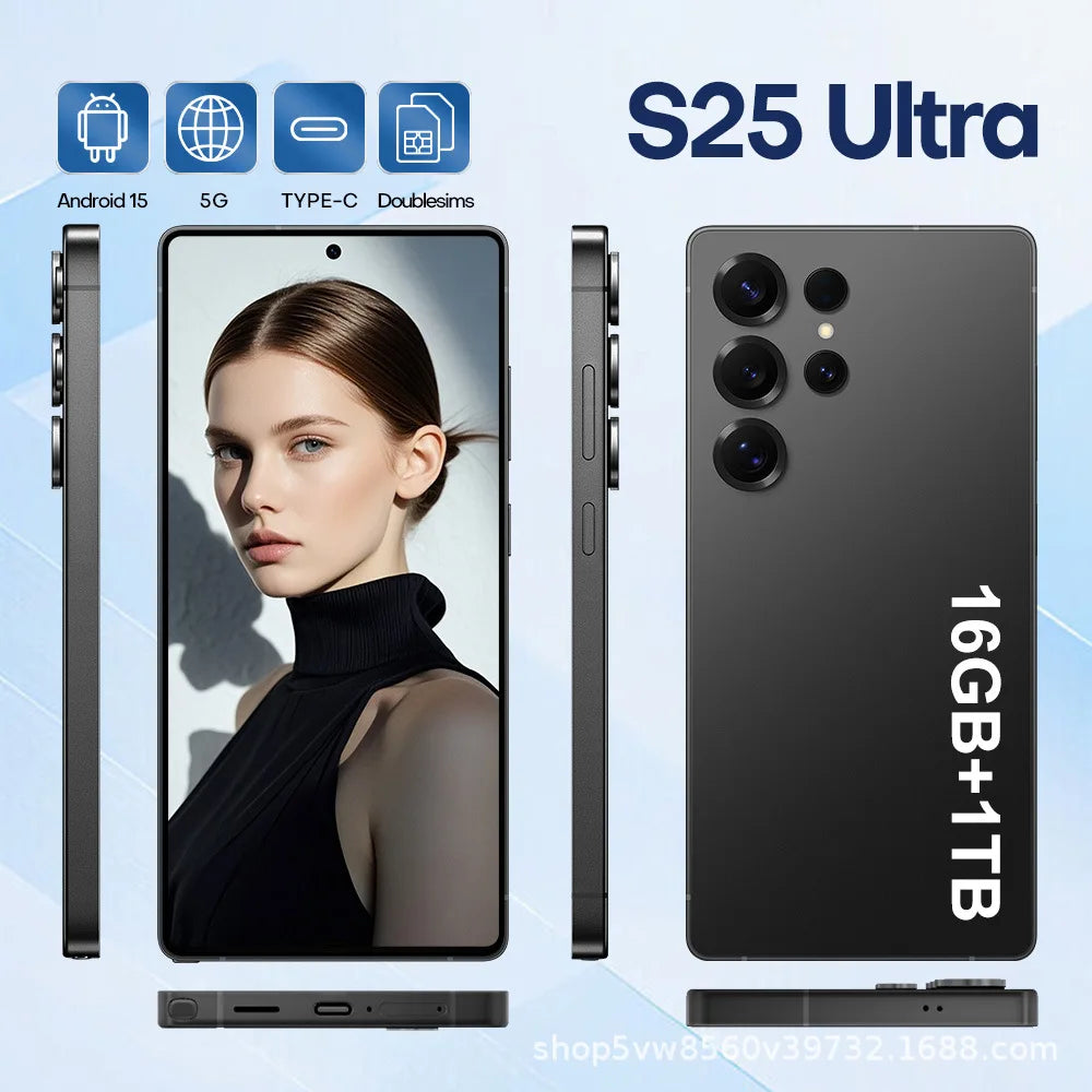 New 2027 S25 Ultra Smart Android 15 Smartphone HD Dual SIM 7800mAh LTE Spanish Operating Language 4K Mobile Phone