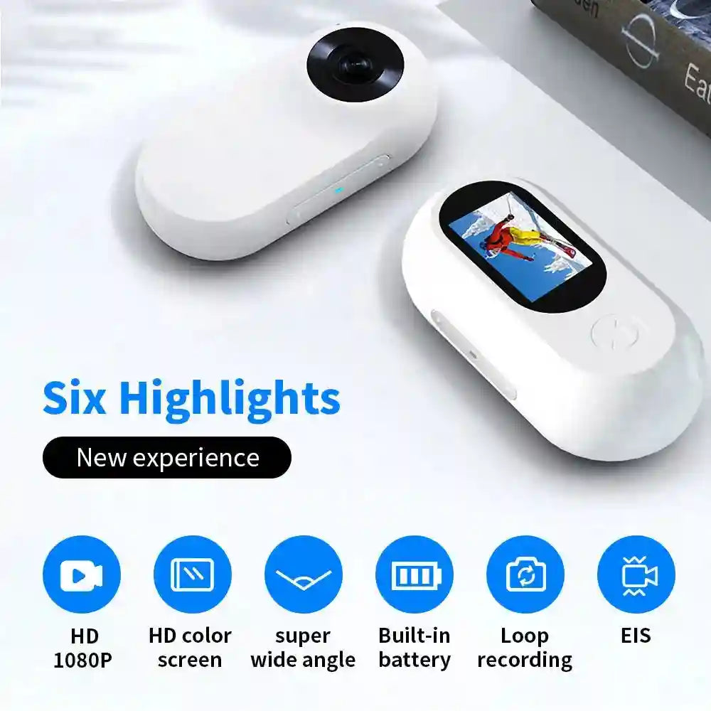 Mini Body Camera 1080p - Wireless Smart Home Security Device (White) Tidesmit