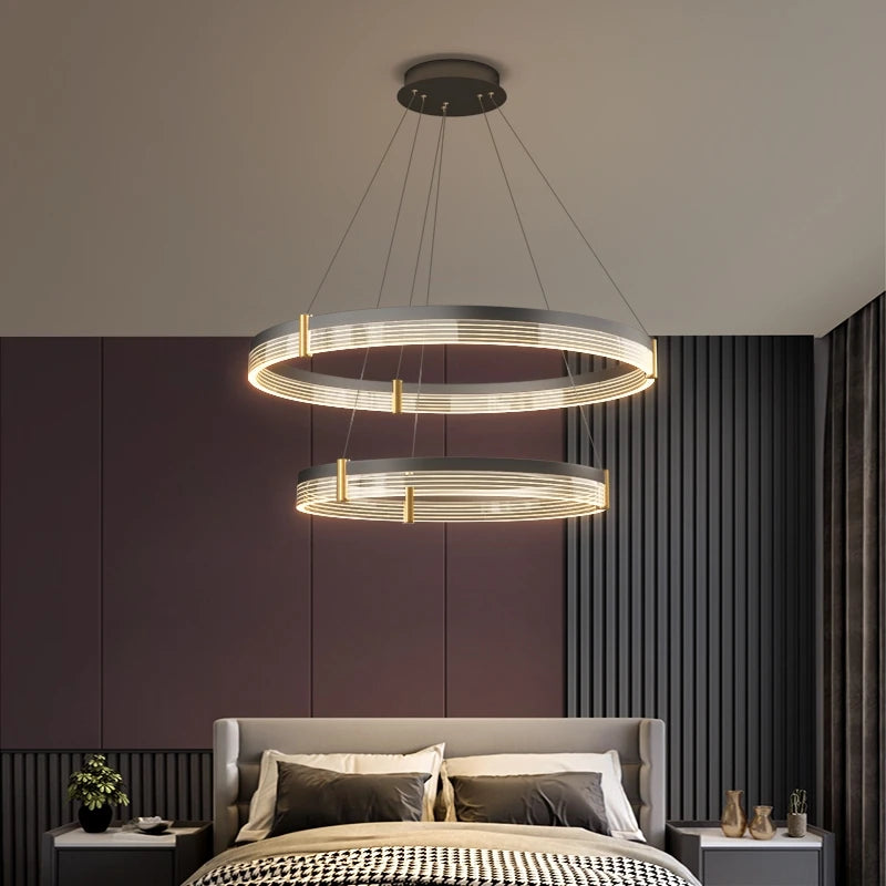 Nordic LED Ring Light Chandelier | Adjustable Color Temperature 3-Layer Tidesmit